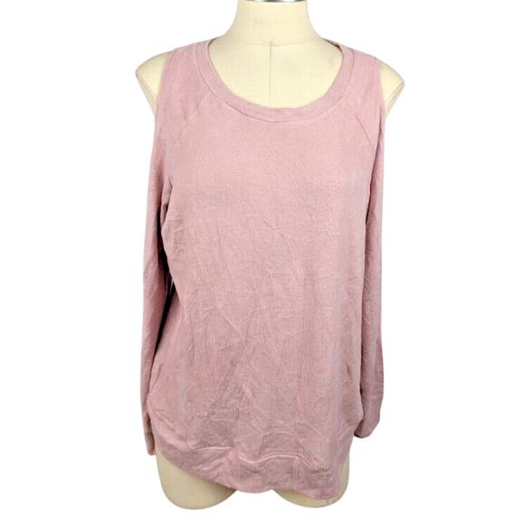 Hippie Rose Juniors' Cold-Shoulder Cozy Sweatshirt Pink Size XL - Picture 1 of 5
